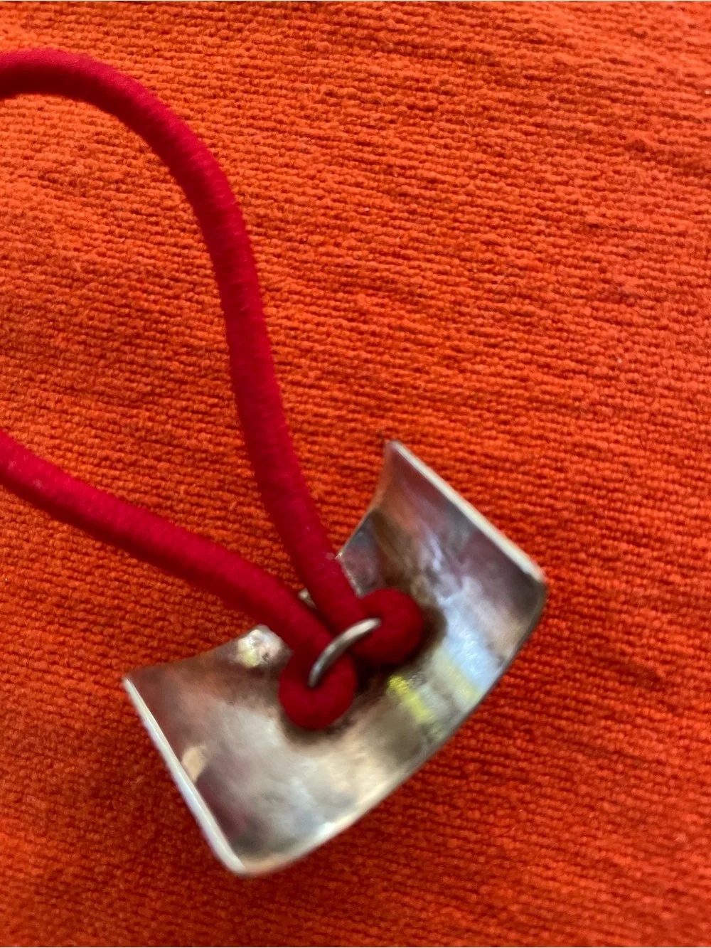 Silver Turquoise Hair Tie Ring with Red Band